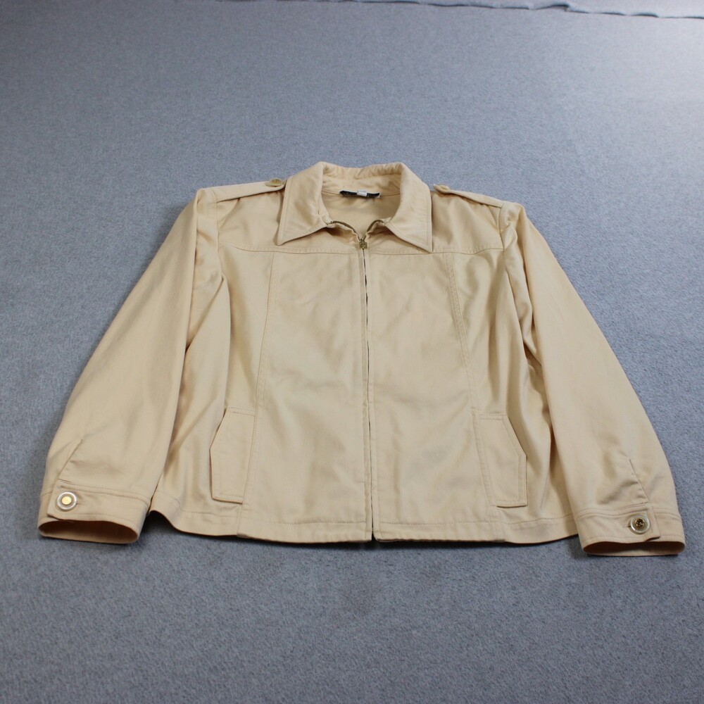 St John Sport Marie Gray Jacket Medium Women Yellow Full Zip Quiet Luxury Classi